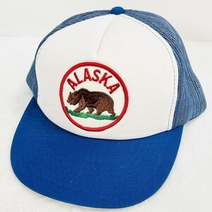 Alaska‎ State Patch Foam Trucker Hat Cap Adjustable Snapback White Outdoors